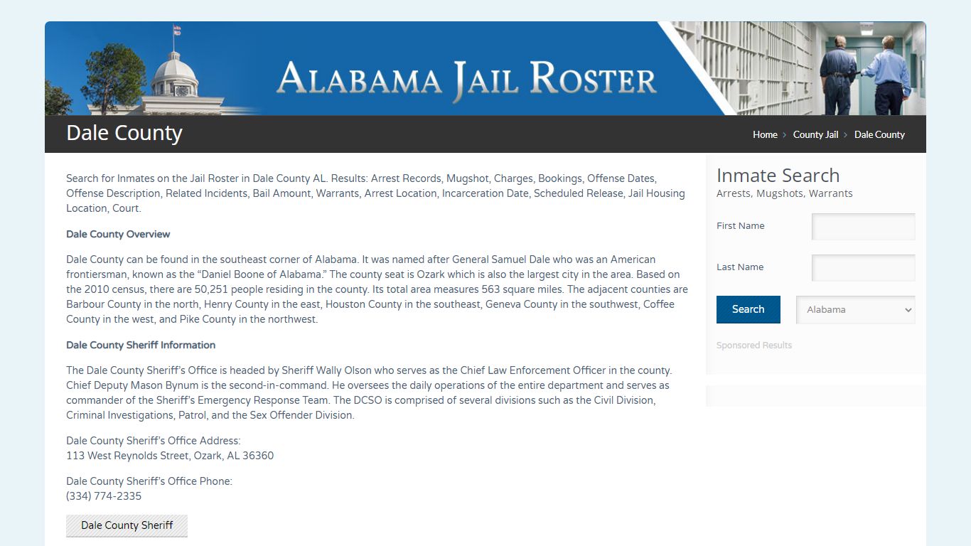 Dale County | Alabama Jail Inmate Search